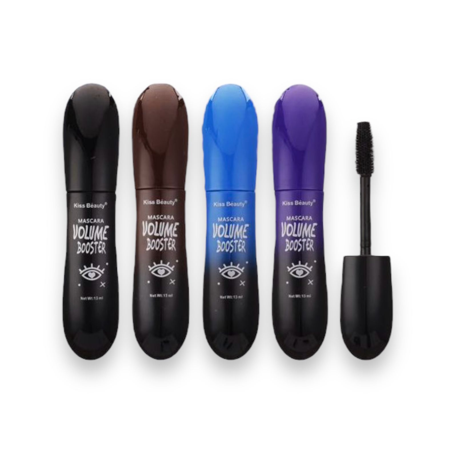 KISS BEAUTY WATERPROOF COLORED MASCARA BLUE BLACK BROWN AND PURPLE 24H 15 ML