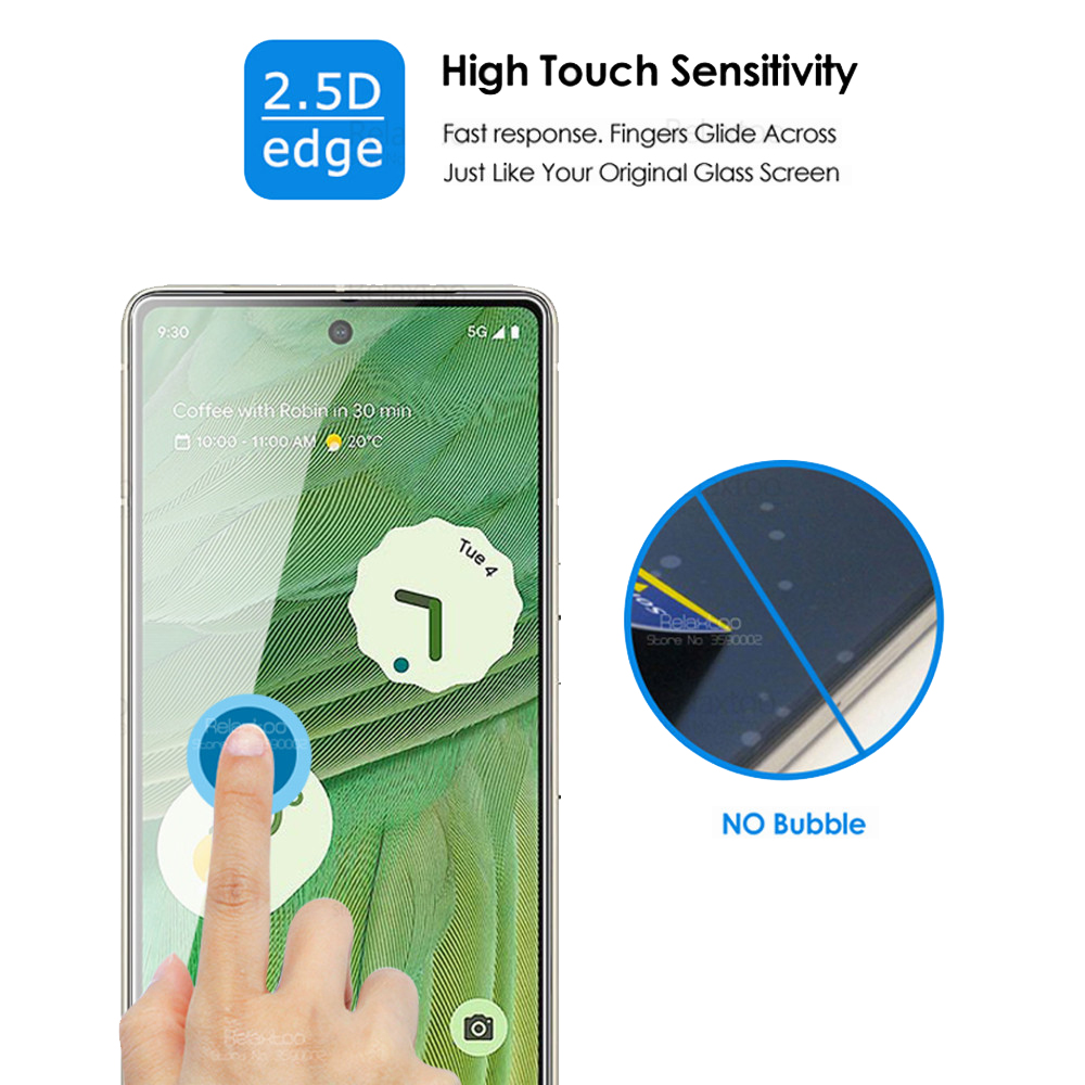 Relaxtoo For Google Pixel 7 5G 3Pcs HD Front Screen Protector Glass Film For Google Pixel7 Full Coverage Tempered Glass. 
