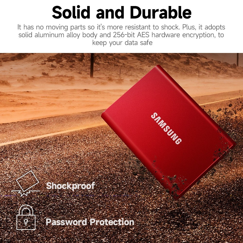 SAMSUNG T7 Type-C USB 3.2 Portable Solid State Drive 500GB Aluminum Alloy Portable SSD up to 1050MB/s Sequential Read Speed Blue-1tb. 