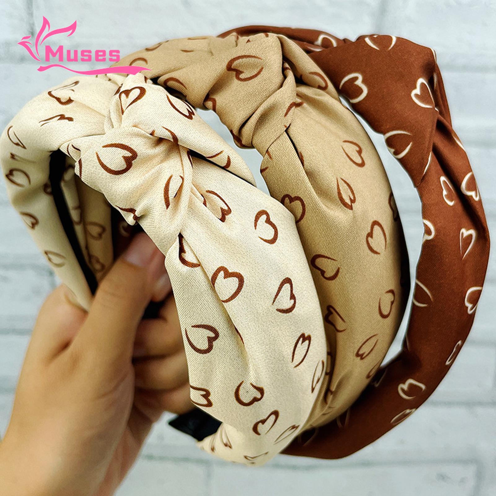 Muses Mall Wide Leg Headband Leopard Print Heart Knot Hairband Retro Anti-slip Hair Accessory for Women Women Headband. 