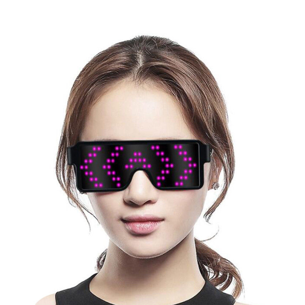 EB LED Glasses USB Rechargeable Light Up Glow Sunglasses With 8 Animation Modes For Halloween Christmas and Various Festival Parties
