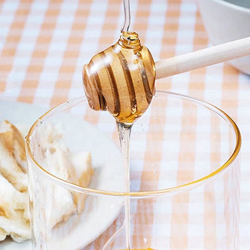 8CM Mini Wooden Honey Spoon Stick/Handheld Honey Dipper Stick/Honey Jar Long Handle Stirrer/Coffee Milk Tea Dessert Blender/Household Tableware/Kitchen Tools. 