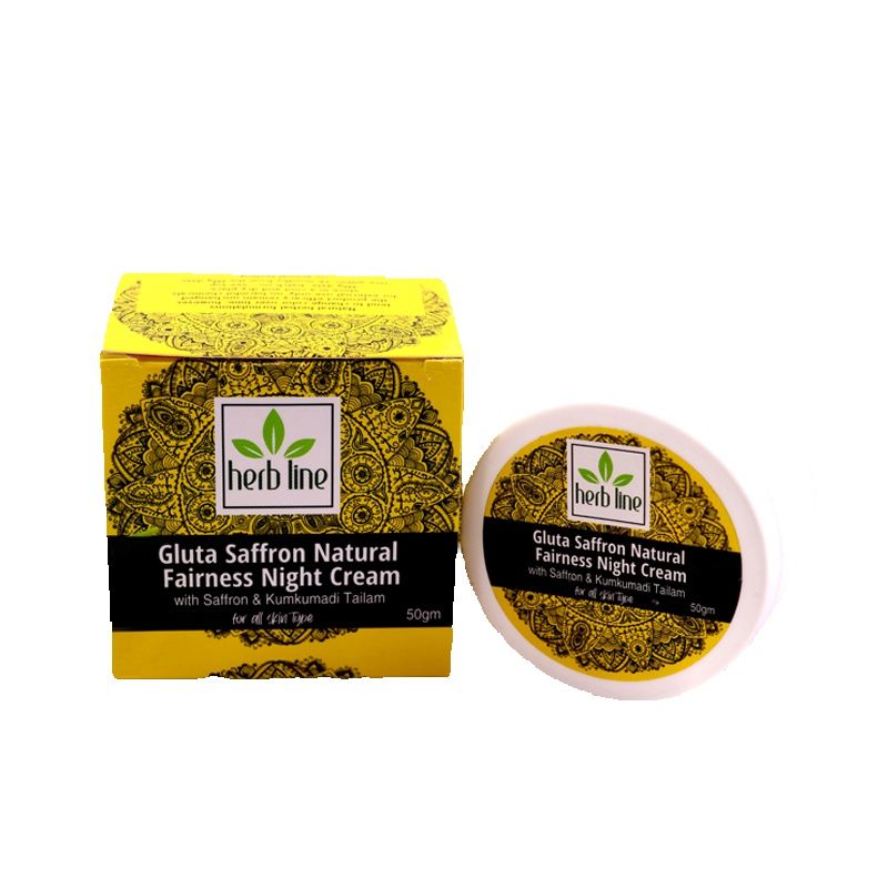 Herb Line Gluta Saffron Fairness Night Cream - 50G ( Herbline )