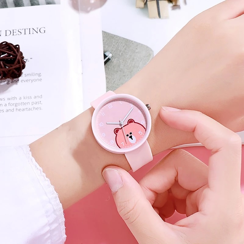 1PC New Kids Watches Boys Girls Cute Cartoon Bear Silicone Children's Watch Women Ladies Quartz Wristwatches Gifts Clock Reloj