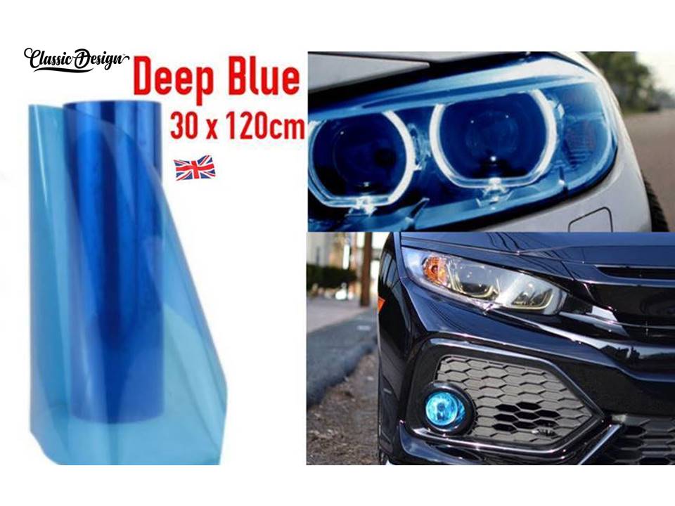 30 x 120Cm Car Blue Tint Film Headlights Tail lights Car Vinyl Film Anti Scratch Protection Deep Blue Sticker