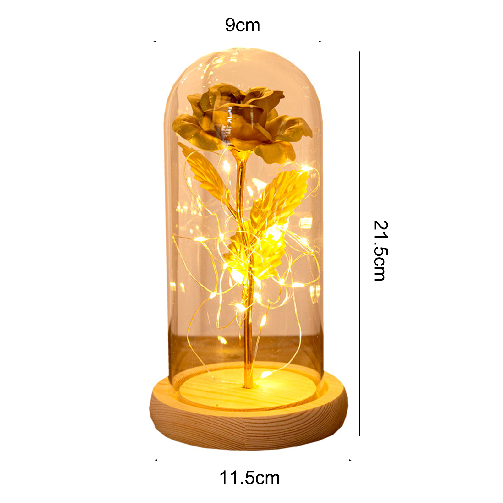 Glass Rose Flower Gift Exquisite Luminous Rose In Glass Dome. 