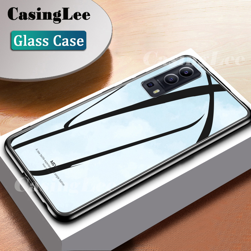 Casinglee For VIVO Y72 5G case Glass silicon Full Protection Tempered Glass Back cover for VIVO Y72 5G Phone cases For girls and Boys. 