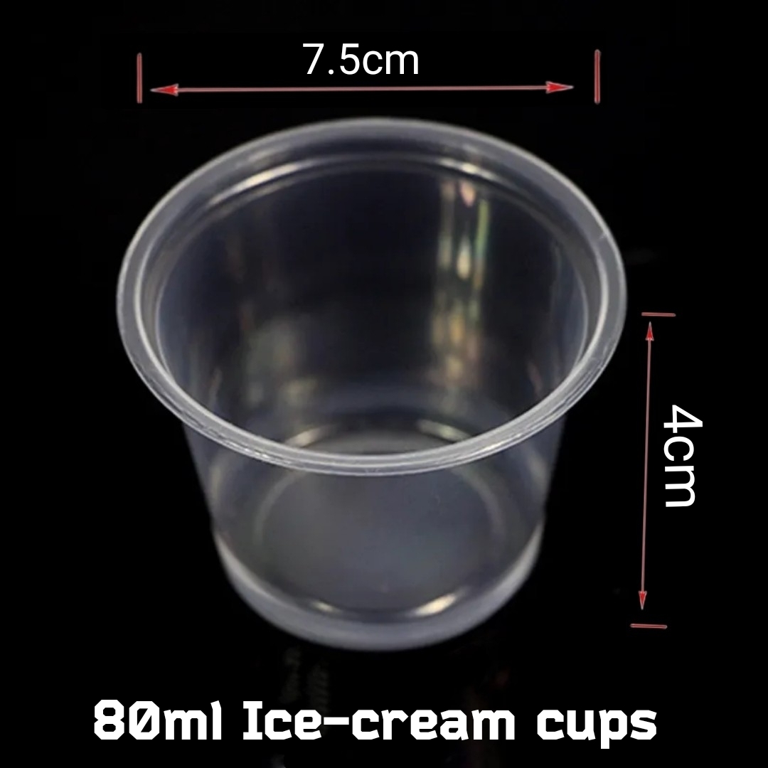 25pcs 80ml Disposable Container Plastic Clear Cup With Lid & Spoons For Use Ice-cram, Sauce, Jelly, Yogurt, Mousse Cups