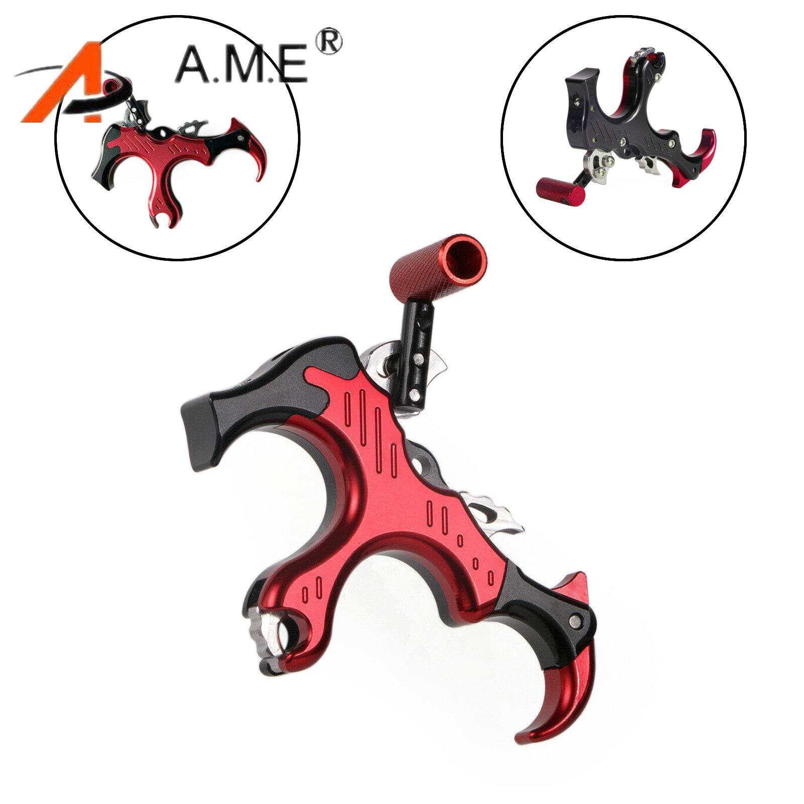 Archery Compound Bow Release Aids 3 Finger Grip Caliper Thumb