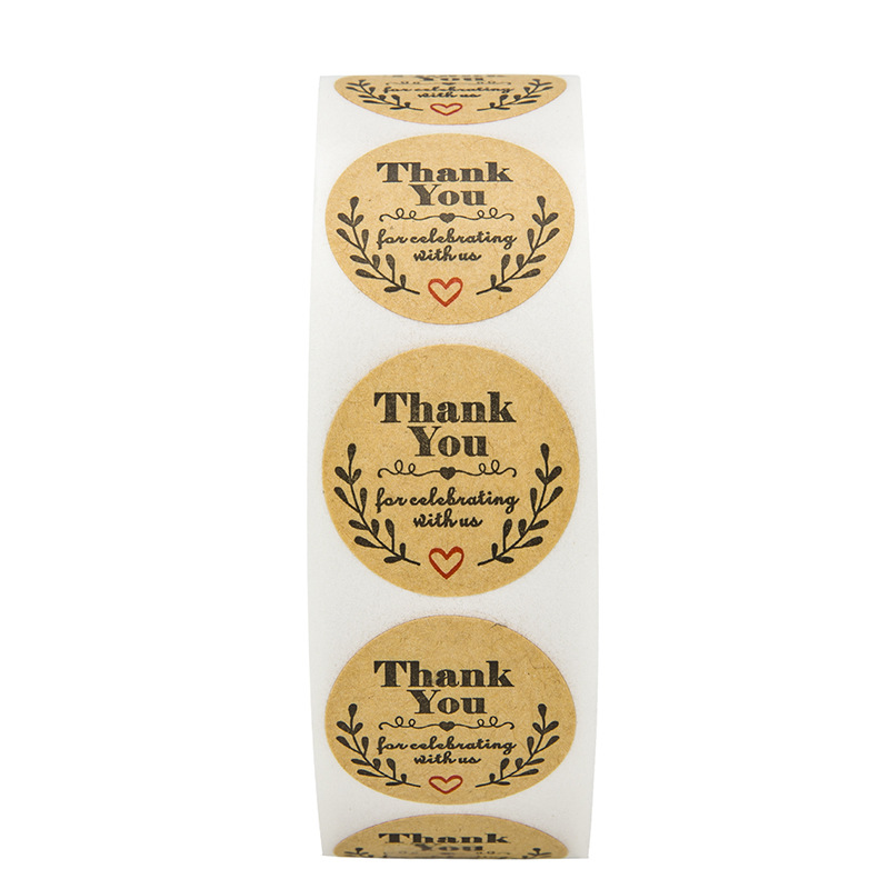 500 Thank You Stickers Scrapbooking Label Wedding Stickers Adhesive Sticker Kraft Round Labels 8x5x4cm. 