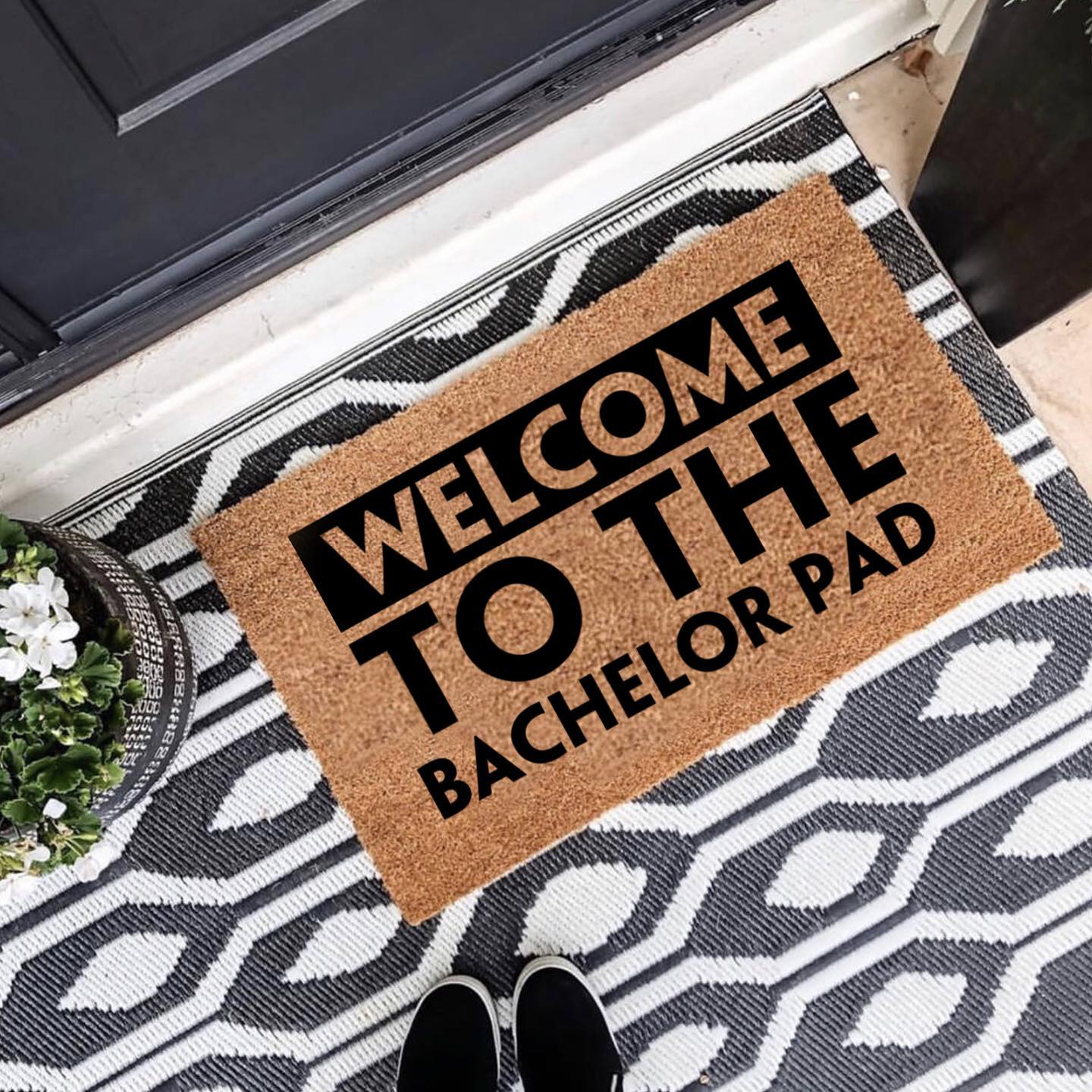 Welcome To The Bachelor Pad Printed Doormat. Personalised Welcome Rug. Coco Doormat. Coir Brush Mat. Welcome Rug. Welcome Carpet.
