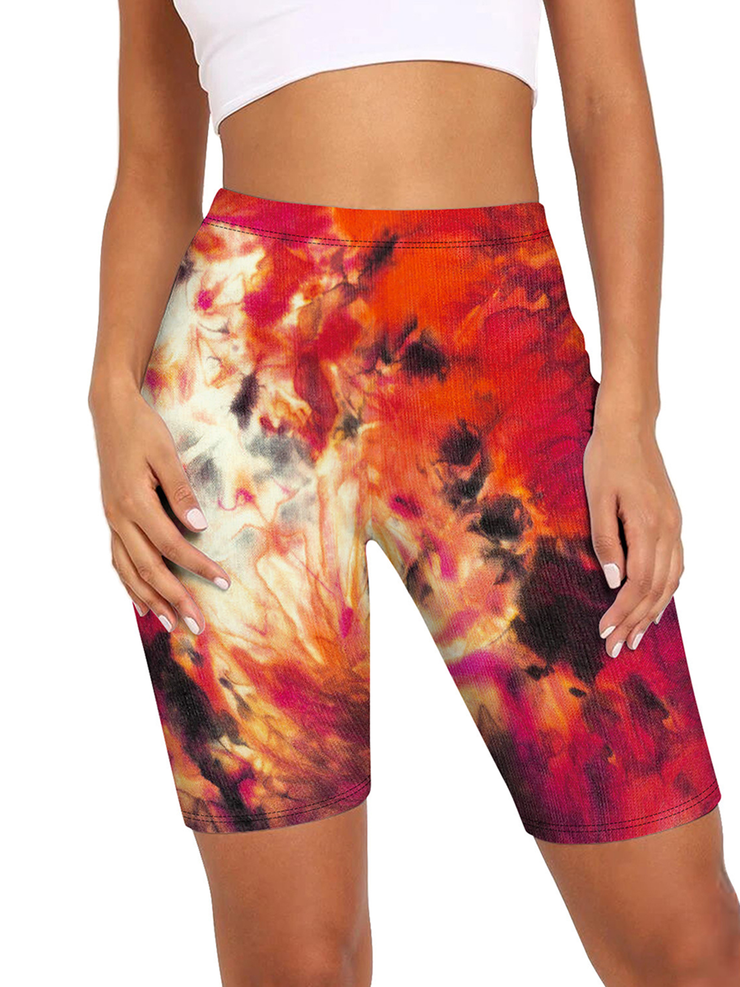 Women Printed Cycling Shorts, Mid Thigh 