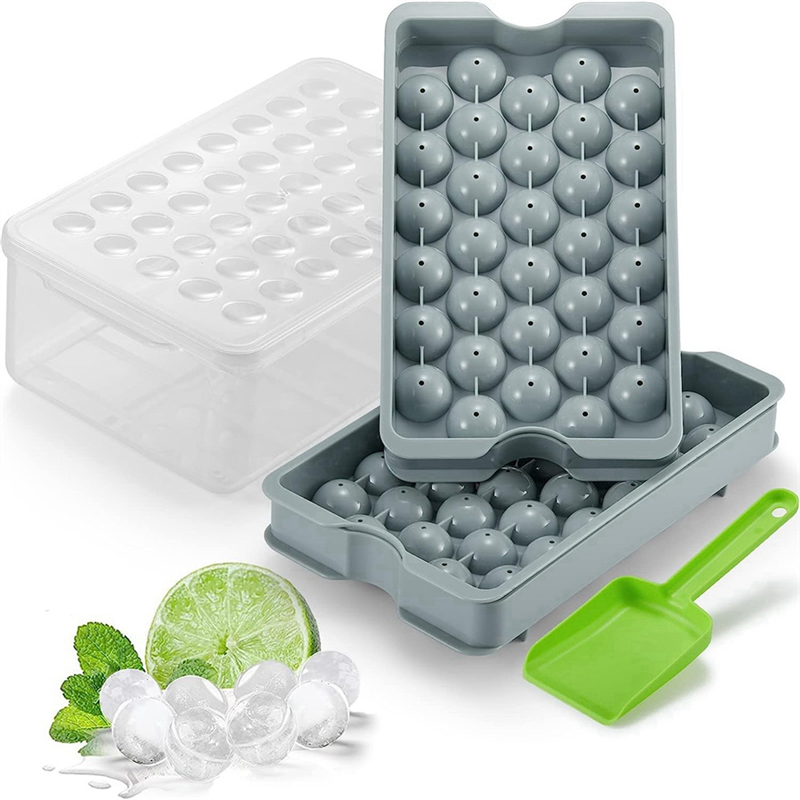 Mini Ice Cube Tray with Bin & Scoop Ice Tray for Mini Fridge Freezer Crushed Ice Tray for Chilling Drinks Coffee Juice. 