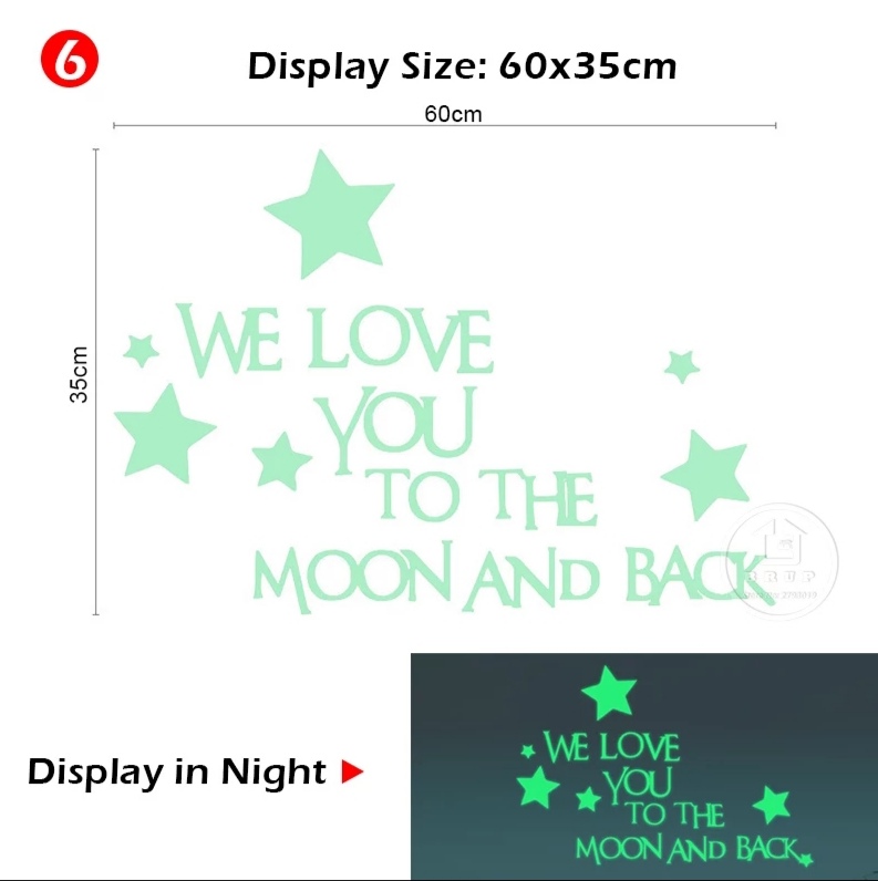 12/20/30cm Luminous Moon 3D Wall Sticker for kids room decoration home