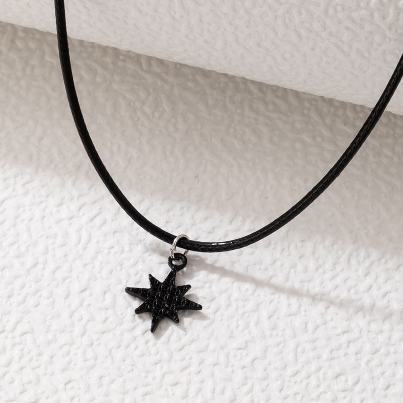 Gothic Black Star Pendant Necklace for Women New Trendy Chain Choker Adjustable Jewely Accessories Collar 20872. 