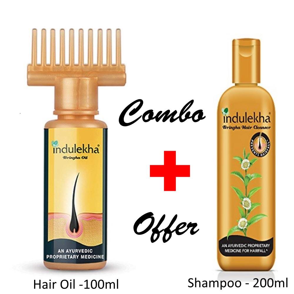 Indulekha Bringha Hair Treatment Combo Oil 100ml Shampoo 200ml