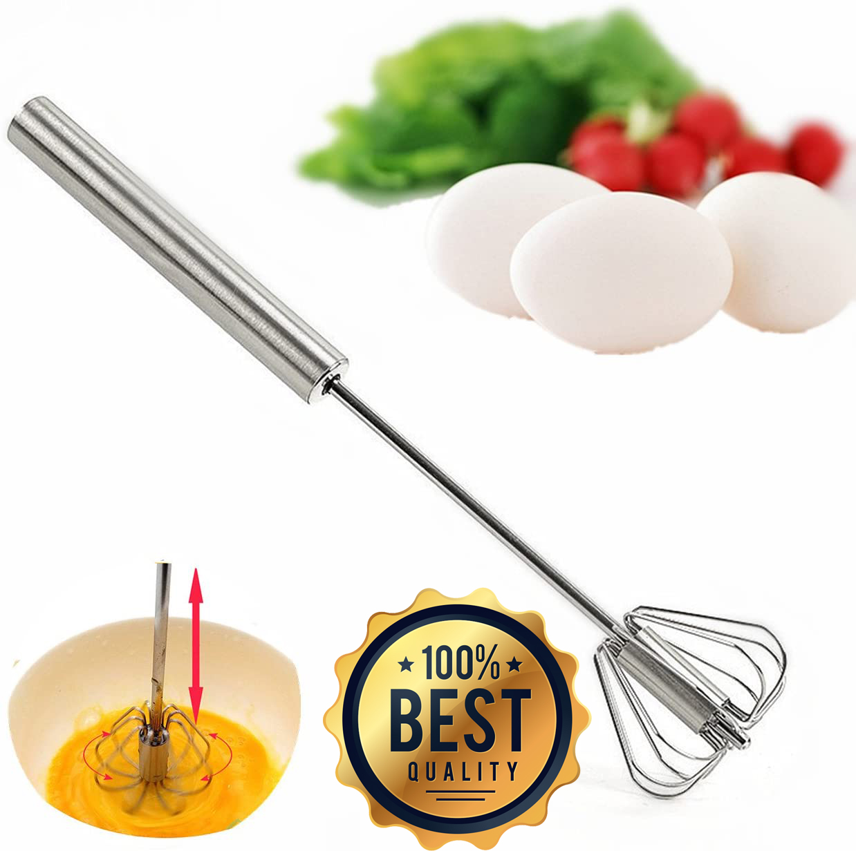 Semiautomatic Egg Beater Stainless Steel Hand Mixers For Blending