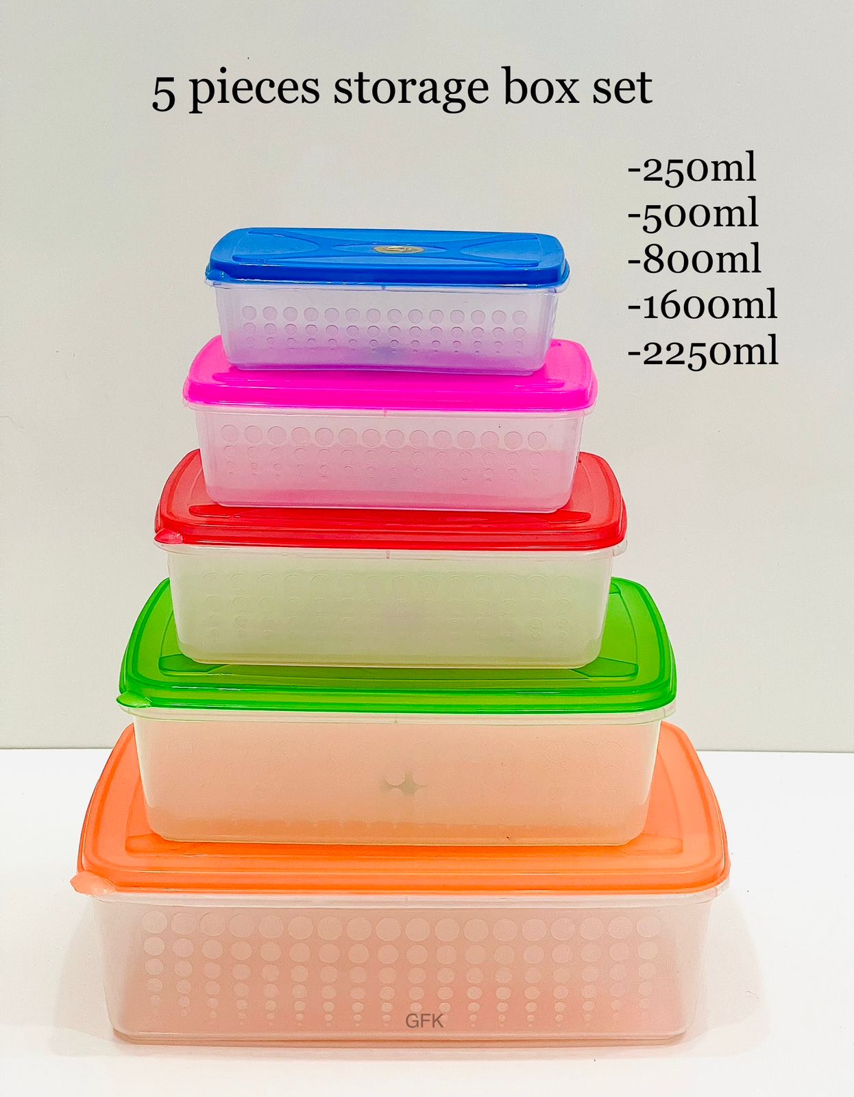 Plastic Food Container 5 Pcs Set / Lunch Box / Tiffin Box / Dubba Set Good Quality Transparent Type Storage Boxes. 
