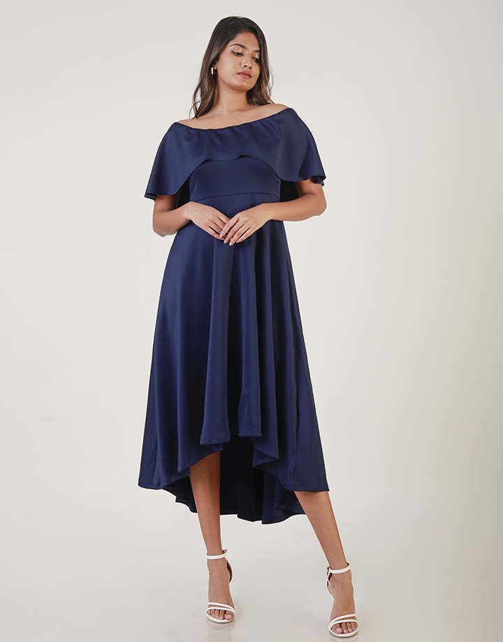 Spring & Summer Dipped Hem Off the Shoulder Dress. 
