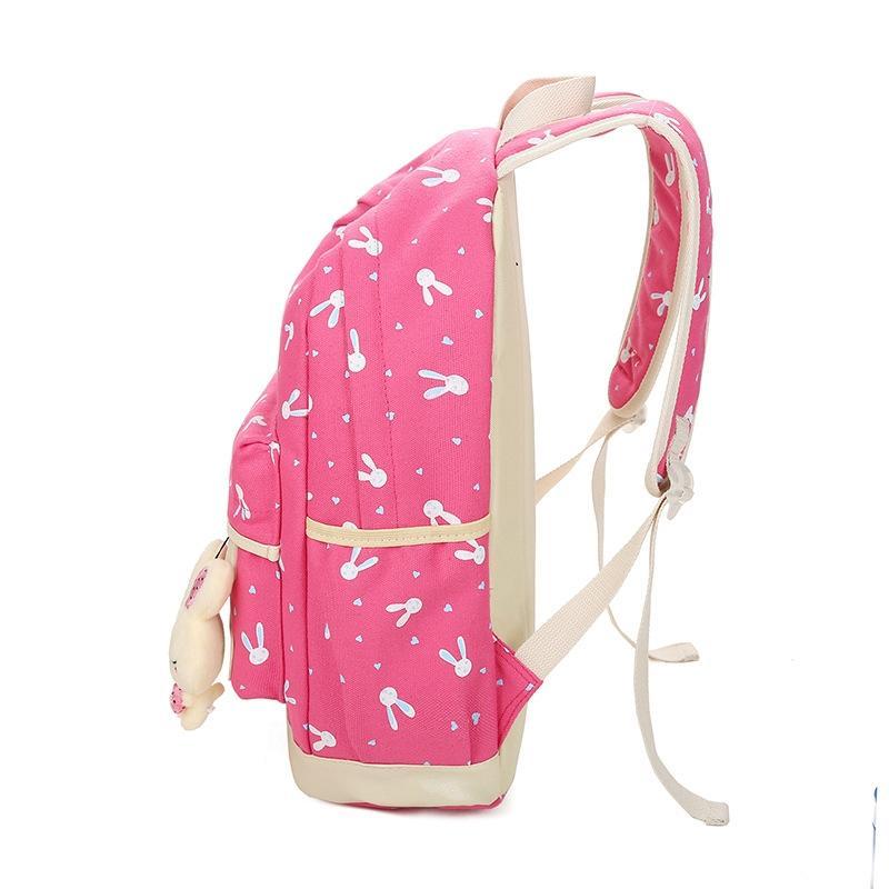 Anyprize 4Pcs/Sets Pink Canvas School Backpacks for Girls, Large