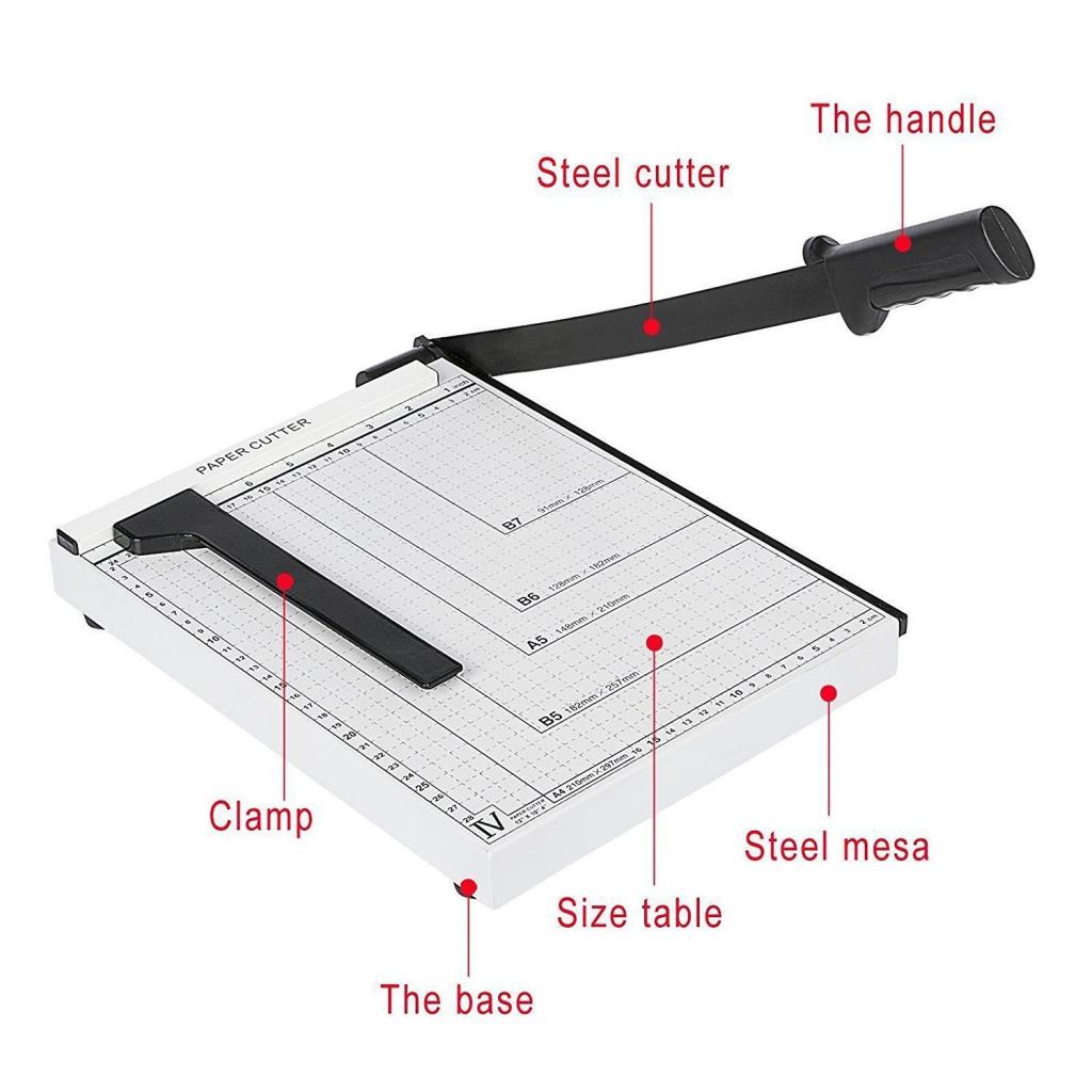 Paper Cutter Trimmer Craft Guillotine Professional Photo Paper Cutting Machine for Home Office (White-32 x 25 x 3cm) Heavy Duty  A4 B5 A5 B6 B7
