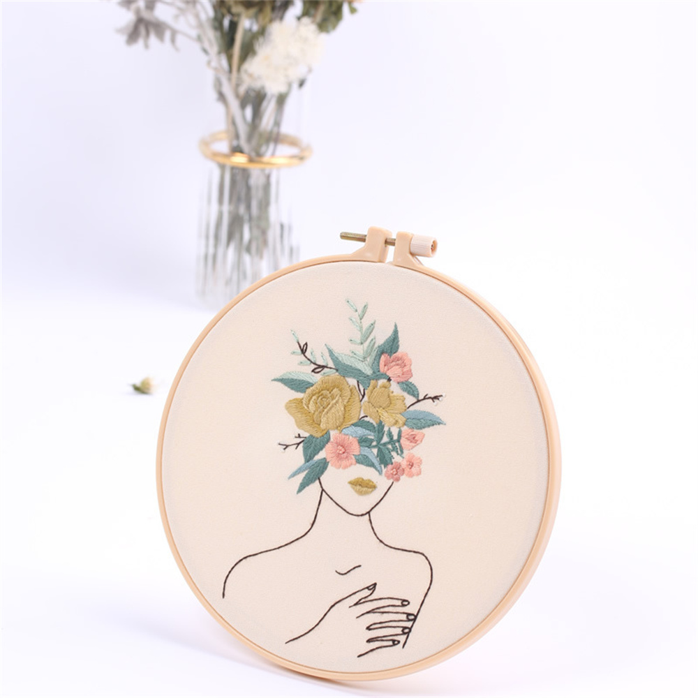 ALIEN Flower Embroidery Diy Kit Sashiko Set Hand Embroidery Pattern Needle with Hoop for Beginners Needlework Tools Accesories Crafts. 