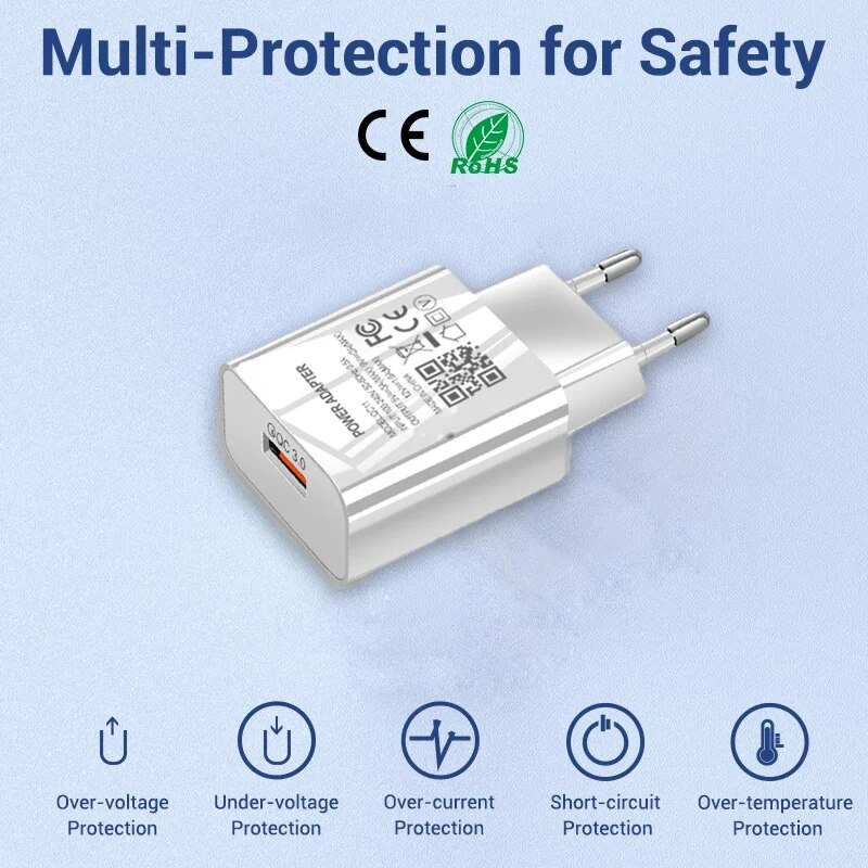 Fast Charging Adaptive 18W Phone Charger For Samsung Galaxy A21S A31 A41 A51 A71 A01 A11 Xiaomi OPPO Type-c USB Charging Cable. 