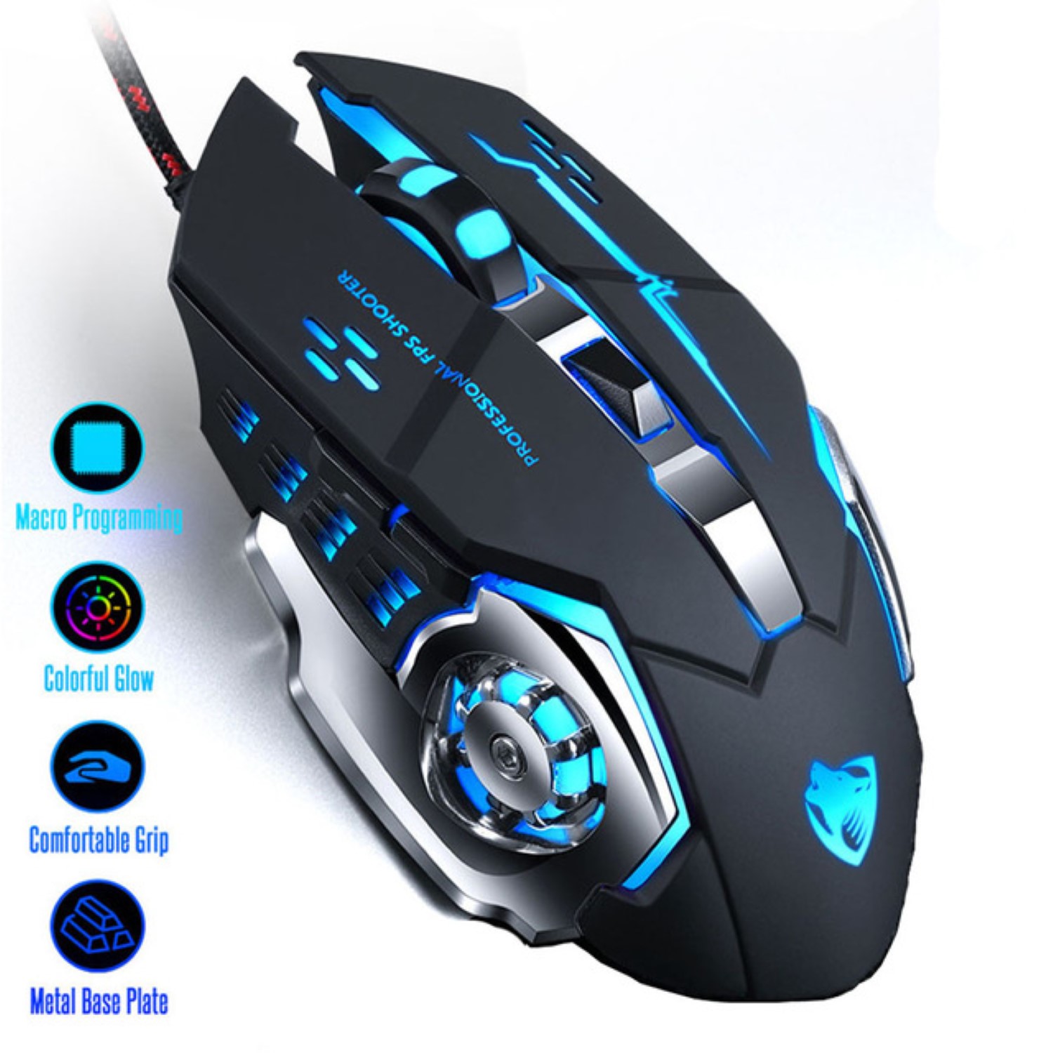 Firewings V6 Gaming Mouse Mause DPI Adjustable Computer Optical LED