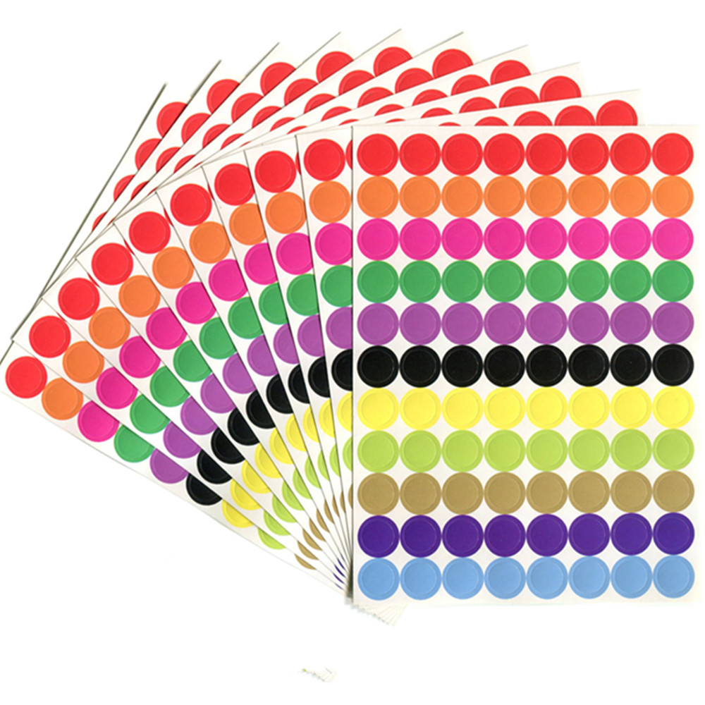 880Pcs/10 Sheet Round Spot Circles Sealing Stiker Paper Labels