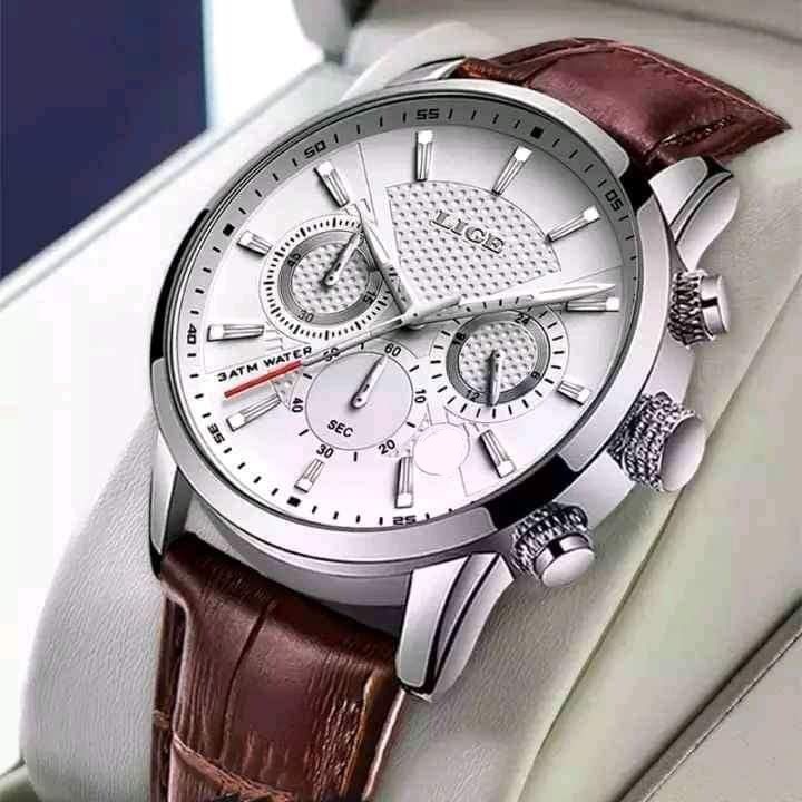 New Luxury Stainless Steel / Leather Strap Chain Quartz Analog Wrist Watch For Men Gents Boys LIGEx 191545919 STYLES-CMB (PVT) LTD. 