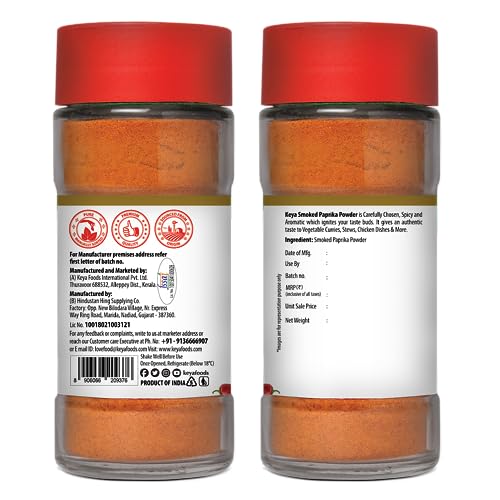 Keya Smoked Paprika Powder 50g | Smoky Flavour & Aroma | Made from Fresh & Flavourful Dried Chillies | No Artificial Colours | No Preservatives | Vegetarian (FROM INDIA) JEZ. 