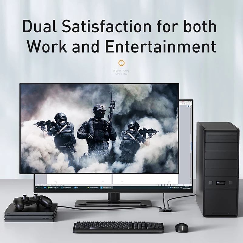 Baseus 4K 60Hz HDMI-compatible Splitter 2 Ports Bi-Direction Switcher 1x2 / 2x1 Adapter 2 in 1 out Converter HDMI-compatible Switch For PS4 BOX. 
