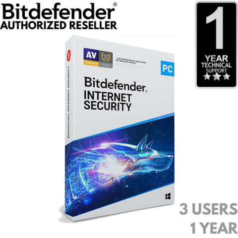 Original BitDefender Internet Security 2025 Antivirus Software for Windows 7 with Service Pack 1, Windows 8.1, Windows 10 and Windows 11(1 Year,  3 Device, Email Delivery)
