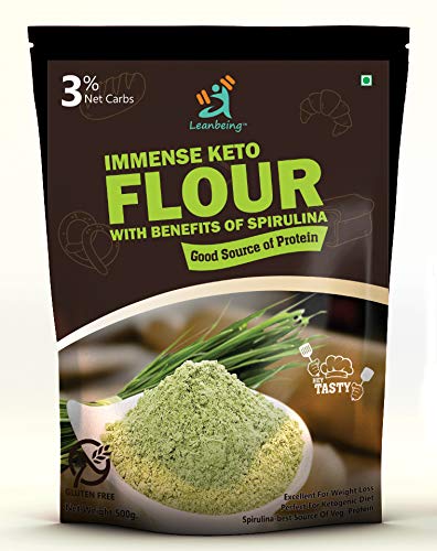 Leanbeing Immense Keto Flour with Benefits of Spirulina 500G | Only 3% Net Carbs. | Low Carb Gluten Free Flour (FROM INDIA) JEZ