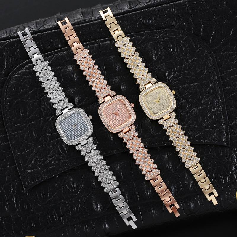 Μοντέρνο τετράγωνο μοντέρνο γυναικείο ρολόι χαλαζία από κράμα με ένθετο διαμαντιών_voghion.com