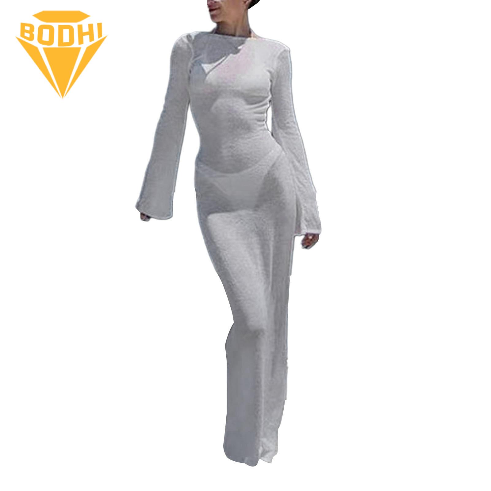 Comfortable Swim Cover-up Lace-up Backless Beach Cover-up Dress for Sun Protection Swimwear. 