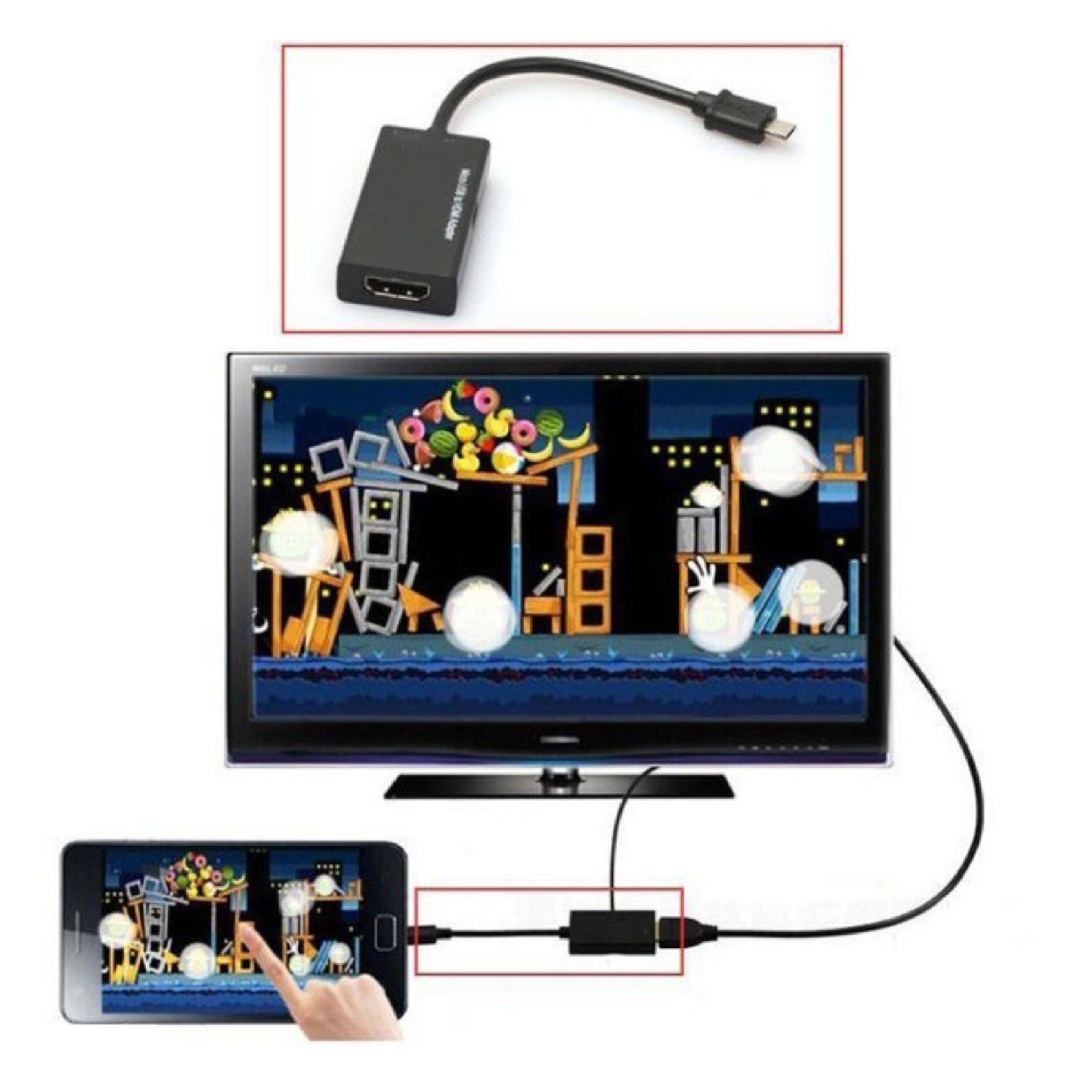 Micro USB to HDMI Adapter Cable - High Clarity Converter for Phone to HDTV/Monitor Display. 