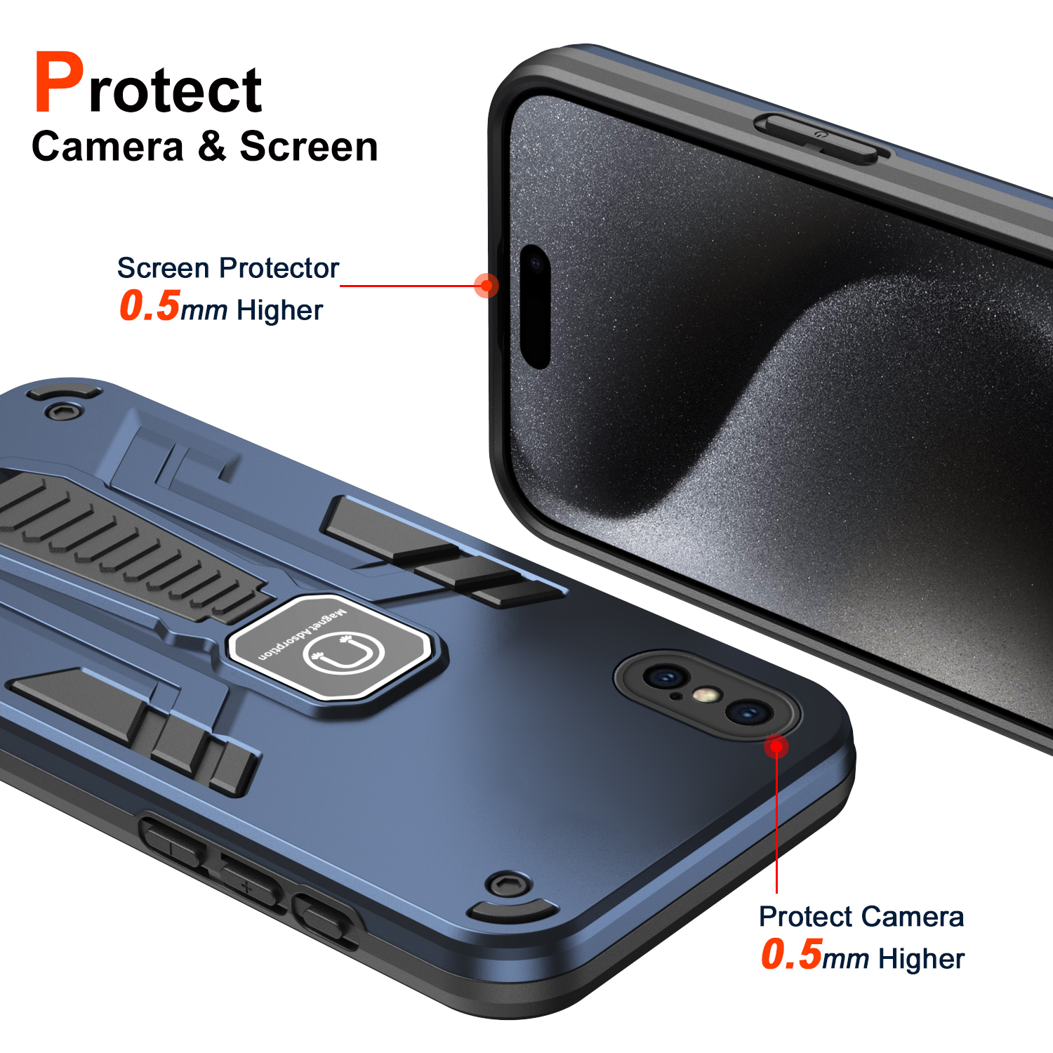 For Apple iPhone Xs Max Case Hard With Stand Magnetic Shockproof Protective Back Cover Case. 