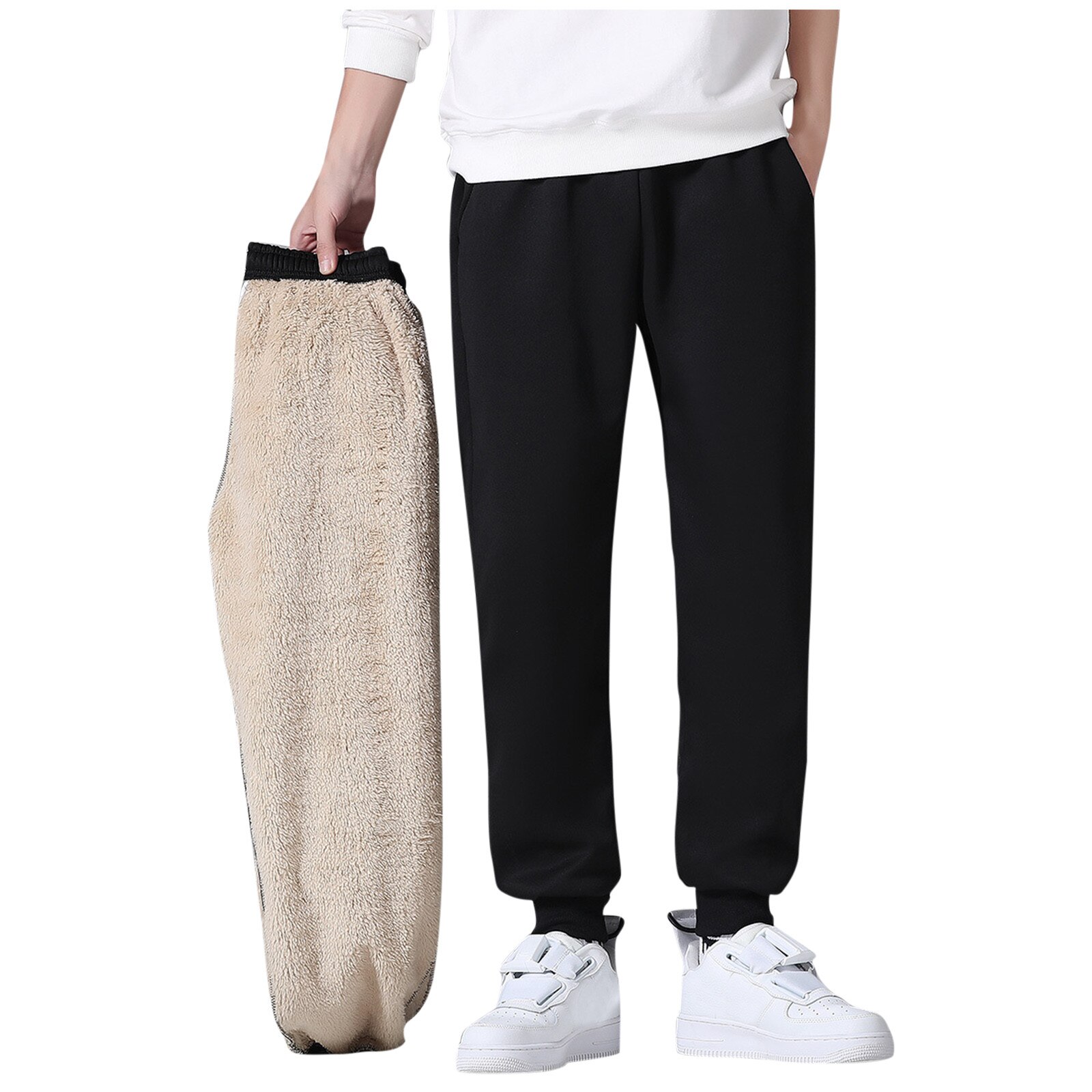 Winter Thick Warm Fleece Long Pants Men 