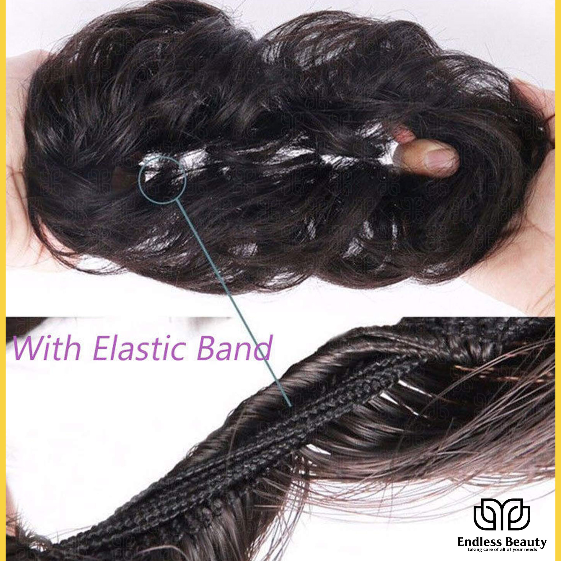 Messy Bun Large 1pcs Hair Piece Hair Extension With Elastic Rubber Band Hairpiece Synthetic Hair Scrunchies Hair Piece for Women Girls Color Black Endless Beauty EB-FA. 
