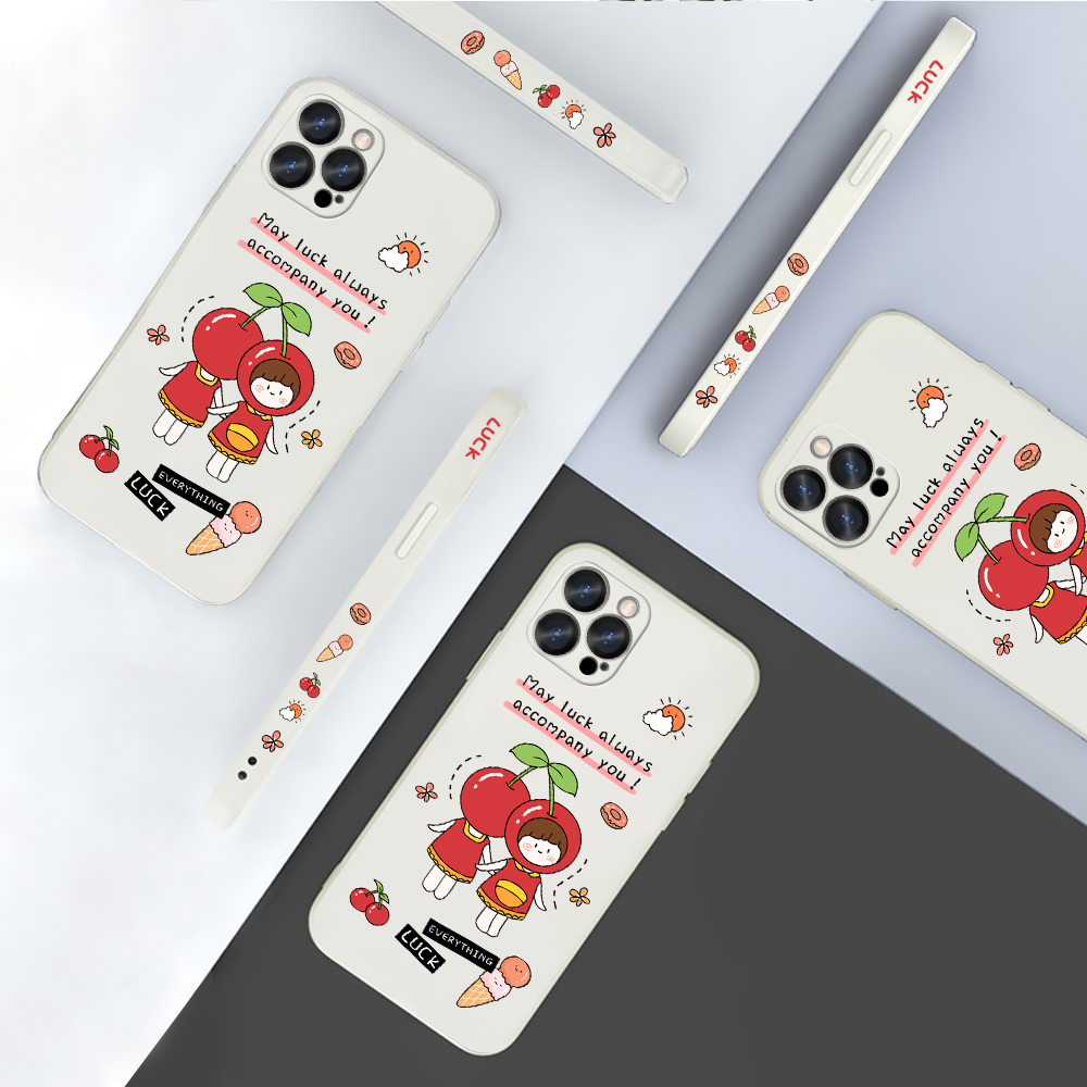 FHKL for Realme X50 Pro 5G Back Cover Cherry Girl Side design Soft Case Multicolor Liquid Silicone Phone Cases. 