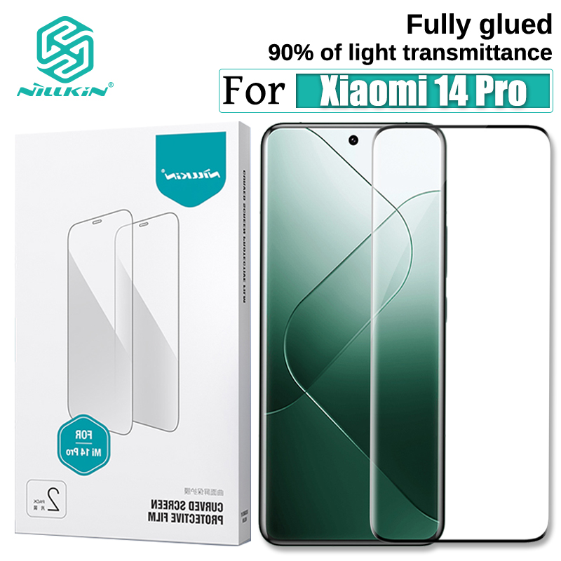 Nillkin 2 Pcs Full Glued Plastic Film for Xiaomi 14 Pro Screen Protection Curved Special PMMA Material Screen Explosion - Proof Protective Plastic Film