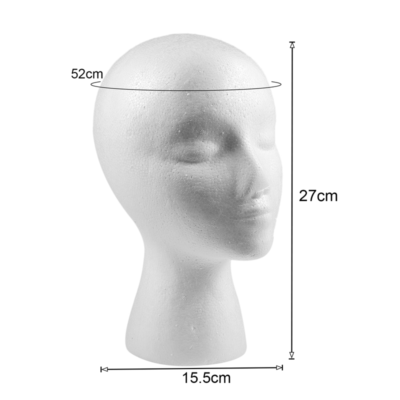 27.5 x 52cm Dummy / mannequin head Female Foam(Polystyrene) Exhibitor for cap, headphones, hair accessories and wigs Woman Mannequin Foam
