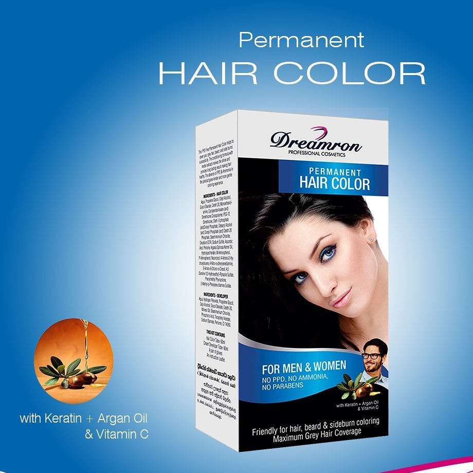 Dreamron Hair Color Permanent Black PPD & Ammonia Free  1.0/ 2.0 – 60ml For Men & Women