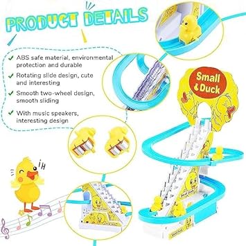 Funny Automatic Stair-Climbing Ducklings Cartoon Race Track Set Little Lovely Duck Slide Toy. 