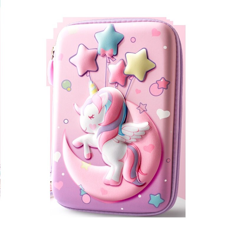 【HOT】 3D Pencil Case EVA Storage Box Lovely Pink Unicorn Cartoon Pen Bag For School Girl Kawaii Stationery Gift Pouch Eraser Holder IN. 