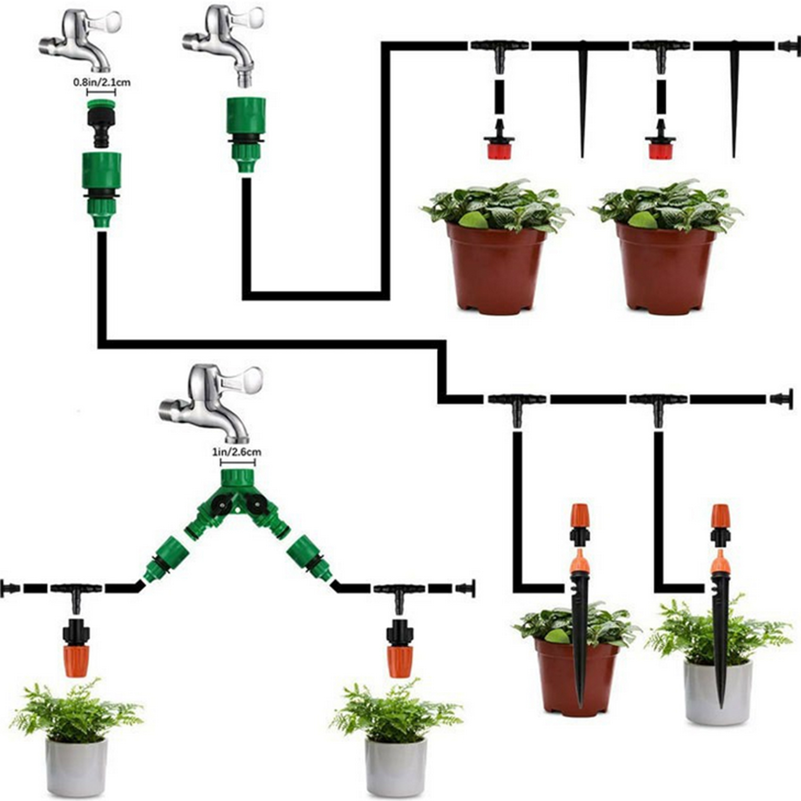 Mist Cooling Automatic Irrigation System Drip Irrigation System Garden Plant Automatic Watering Hose Kit. 
