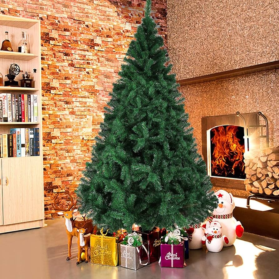 Christmas Tree (Green / White) - 2 Ft, 3 Ft, 4 Ft, 5 Ft, 6 Ft, 7 Ft, 8 Ft, 9 Feet - Christmas Decorations Xmas Celebration by ZinZen ( Standard / Bush Tree)