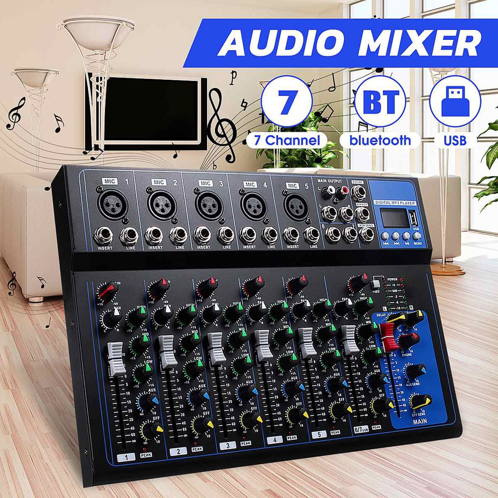 Yamaha F7-USB-BLK 7 Channel Professional Mixer MP3 player with USB port, Bluetooth (Black)