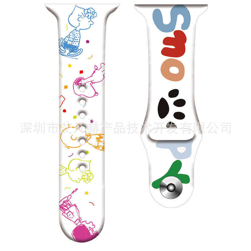Cartoon animated Snoopy Garfield pattern silicone suitable for Watch strap Apple iWatch 7. 